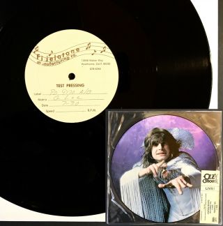 Ozzy Osbourne Mr.  Crowley Live Test Pressing Of Promo Pic Disc 1981 Ultra Rare