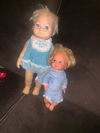Vintage Mattel Blonde Tiny Chatty Baby 1962 & 1967 Doll Talking Small