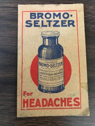 Vintage Antique Bromo Seltzer Bottle Book Golden Rule Drug Store Goshen Indiana