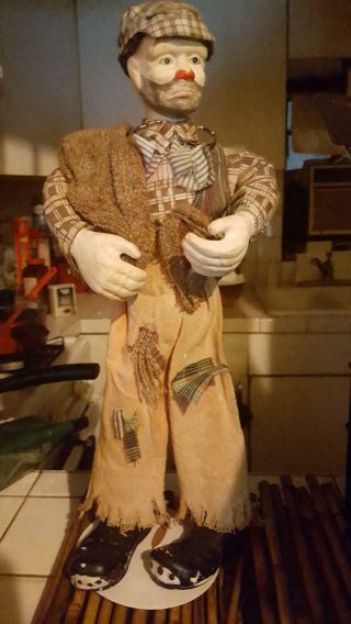 Vintage Hobo Clown Doll - 16.  5 Inch Height - Porcelain Head,  Hands & Feet