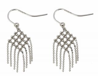 Rare Tiffany & Co.  18k White Gold Drop Dangling Fringe Flower Beaded Earrings