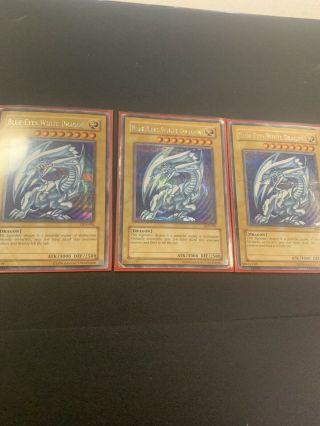 Dds - 001 Blue Eyes White Dragon X3 Very Rare (see Pictures For Conditions)