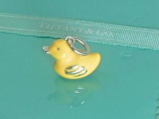 Rare Tiffany & Co.  Sterling Silver Yellow Enamel Duck Charm Pendant 191011a