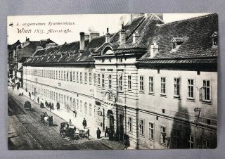 1912 Vienna Austria Wien Krankenhaus Hospital Street Scene Antique Postcard