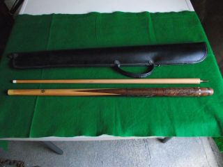 Rare Vintage Hiolle 2 Piece Pool Cue Made In France With Carry Bag