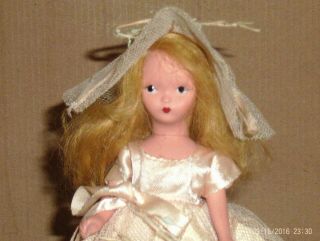 40 ' s vintage 5 1/2 in.  bisque jointed Nancy Ann - story book girl doll 2