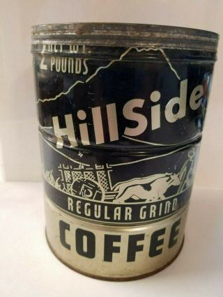 Vintage Coffee Can Tin Hillside Drip Grind Chicago Illinois Oxen/cart Rare