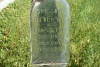 Antique Thomas A Edison Battery Oil Glass Bottle Bloomfield Nj Vintage Car Auto