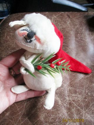 Adorable Early Vintage 1964 Annalee Mobilitee Christmas Mouse Big Santa Hat 6in