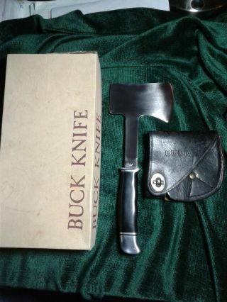 Rare Vintage Buck 106 Hunter Axe Black Phenolic Handle W/box And Sheath