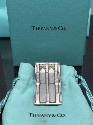 Tiffany & Co Brooklyn Bridge Sterling Silver Money Clip W/ Pouch Box & Bag Rare