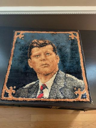 Old Vintage Rare John F Kennedy Portrait Rug Picture Jfk Tapestry