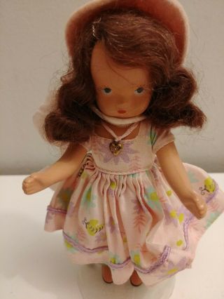 Vintage 5 1/2 " Nancy Ann Storybook Doll Bisque Lucy Locket Painted Eyes Look