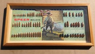 Speer Bullet Board Cartridge Ammo Display Vintage 1967 Second Amendment Rare