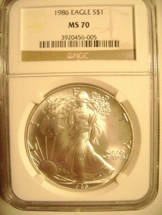 Rare Estate Find 1986 1 Oz.  American Silver Eagle Ngc Ms70 Rare Key Date