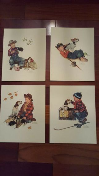 Vintage Norman Rockwell Embossed Prints Boy With Dog - The Four Seasons
