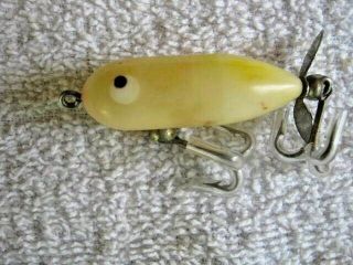 Rare Old Vintage Heddon Tiny Torpedo Topwater Prop Lure Lures Light Yellow