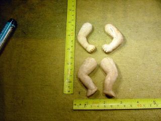 4 X Excavated Vintage Pipe Clay Doll Arms And Legs All Pairs Age 1930 Art 13974