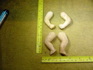 4 x excavated vintage pipe clay doll arms and legs all pairs age 1930 Art 13974 2