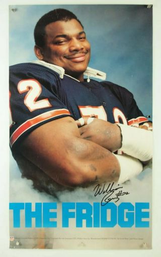 Vintage 1980s William Perry The Fridge Poster Chicago Bears Nfl 21x35 "