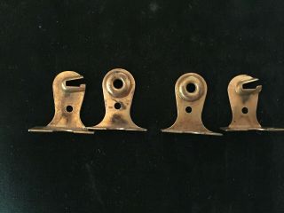 4 Antique Solid Copper Window Shade Brackets Pull Down Spring Loaded Curtains