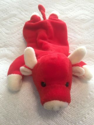 Rare Retired Ty Beanie Babies " Snort " The Bull With P.  V.  C.  Pellets