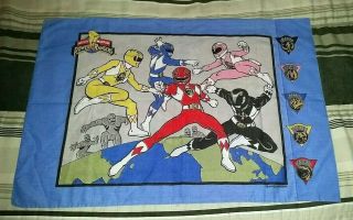 Vintage 1994 Power Rangers Double - Sided Tv Show Pillowcase - Barely