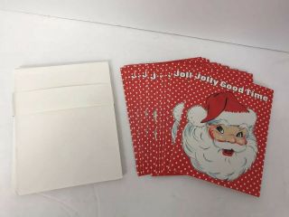 12 Vintage Santa Christmas Cards Party Invite W Envelopes Paper Art