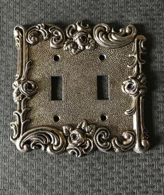 Vintage American Tack Metal Double Light Switch Cover Plate Cover - Roses