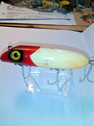 Old Lure A Vintage Red/white Wooden South Bend Bass Oreno Lure,  Vintage.