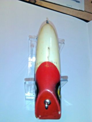 OLD LURE A VINTAGE RED/WHITE WOODEN SOUTH BEND BASS ORENO LURE,  VINTAGE. 3
