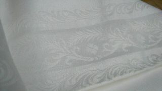 Antique Early 1900s Double Linen Damask 71 X 90 Tablecloth