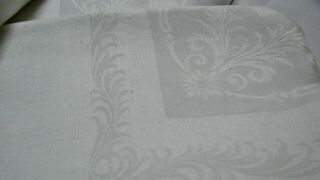 ANTIQUE EARLY 1900s DOUBLE LINEN DAMASK 71 x 90 TABLECLOTH 2