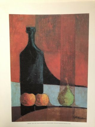 Marlez - Still Life,  Fruits And Bottle Vintage Lithograph