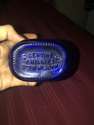 Antique Cobalt Blue Glass Phillips Milk Of Magnesia Bottle 9” Bottle