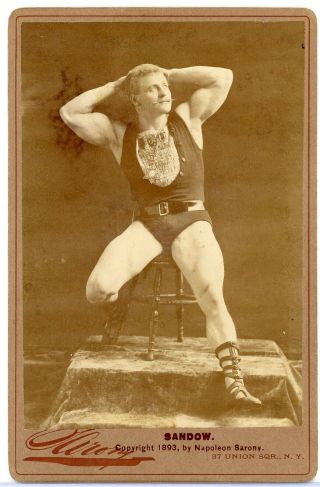 Rare Cabinet Card Photograph Bodybuilder Strong Man Eugen Sandow By Sarony