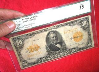 1922 $50 Gold Certificate Note Large Fr 1200 Rare Bill.