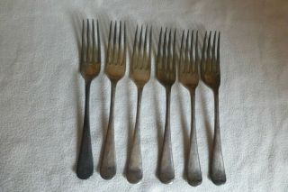 Vintage Set Of 6 Sheffield England Epns Silver Plated A1 Table Forks