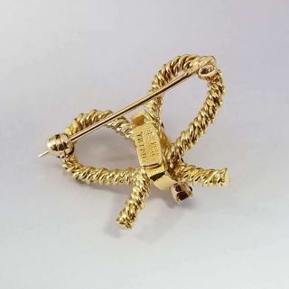 Rare Vintage Tiffany & Co.  18k Yellow Gold Diamond & Ruby Bow Pin BOWT2 2