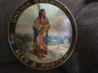 Rare Oneida Brewing Co.  Utica.  N.  Y.  Indian Chief Skenandoah Beer Tray