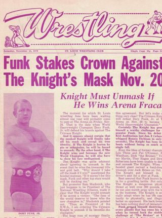 Rare St Louis Wrestling Program November 20 1970 - 11/27