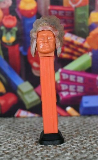 Pez Vintage No Feet " Indian Chief " With Marbled Head Dress Rare