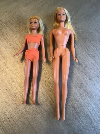 Vintage Malibu Barbie Doll And Sun Set Malibu Skipper Beach Barbie Set Of Two