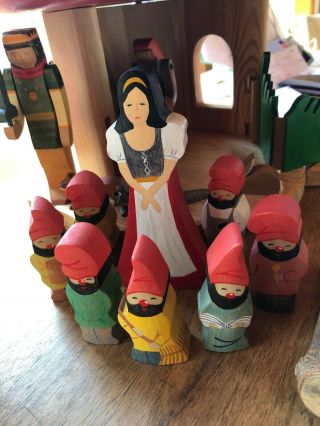 Rare Kinderkram Wooden Snow White And 7 Dwarfs Figures