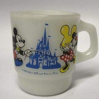 Rare Vintage 1983 Tokyo Disneyland Fire King Advertising Coffee Mug Disney Japan
