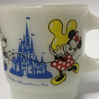 Rare Vintage 1983 Tokyo Disneyland Fire King Advertising Coffee Mug Disney Japan 2