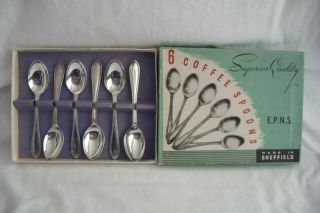 Vintage Boxed Set Of Sheffield Silver Plated Coffee Spoons.