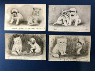 Dog & Cat Antique Postcards Early 1900s V.  Colby Artist.  Collector Items.