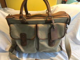 Vintage Marley Hodgson 32 Rare 1980’s Ghurka Travel Bag Tan Twill Brown Leather