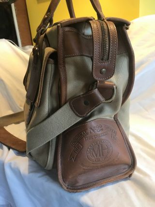 Vintage Marley Hodgson 32 RARE 1980’s Ghurka Travel Bag Tan Twill Brown Leather 2